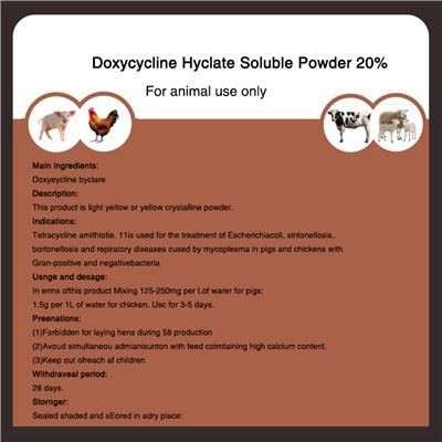 Doksiciklīna hiklāta šķīstošs pulveris 20 procenti